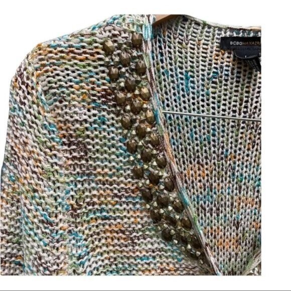 𝅺BCBG Multicolor Cardigan with Copper beading size Small - Picture 16 of 16